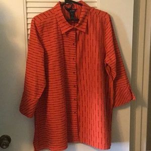 Ali Miles Orange/Black Button Down Blouse Shirt